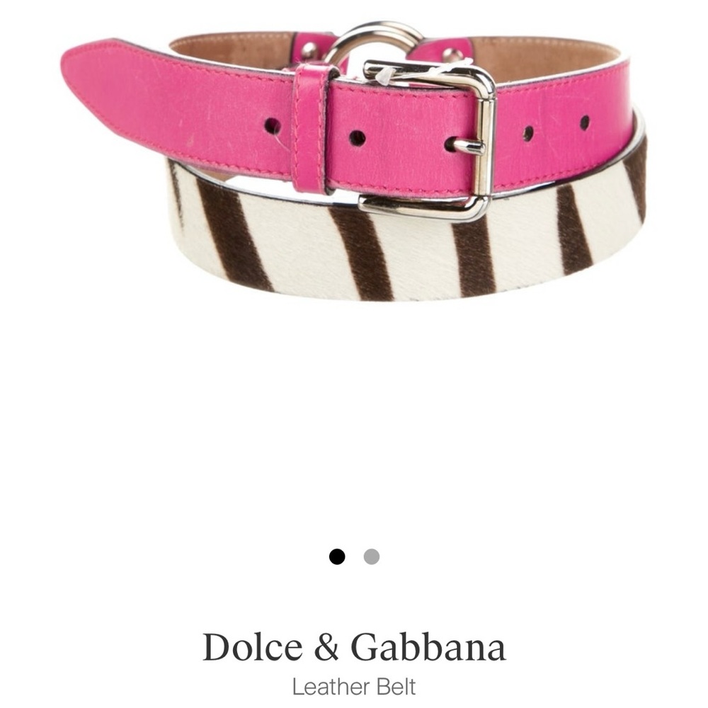 Dolce & Gabbana pink belt with black & white zebra detail size 85.